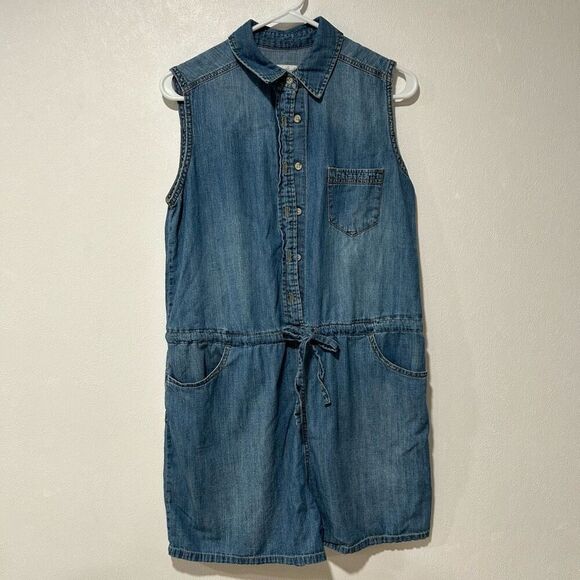 Universal Thread Womens dress Size S Sleeveless Button Up Blue Chambray Denim - Picture 1 of 9